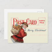  kerstfeest Antiek Briefkaart rood (Voorkant / Achterkant)