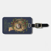  kerstfeest Antiek Holly Bagagelabel (Voorkant horizontaal)