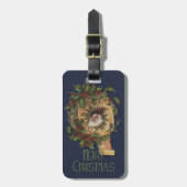  kerstfeest Antiek Holly Bagagelabel (Voorkant verticaal)
