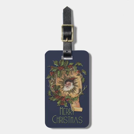  kerstfeest Antiek Holly Bagagelabel (Voorkant verticaal)