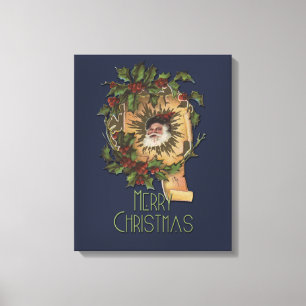  kerstfeest Antiek Holly Canvas Afdruk