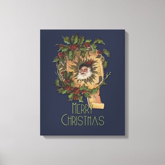 kerstfeest Antiek Holly Canvas Afdruk (Voorkant)