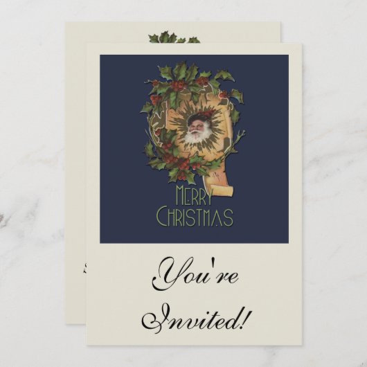  kerstfeest Antiek Holly Kaart (Voorkant / Achterkant)