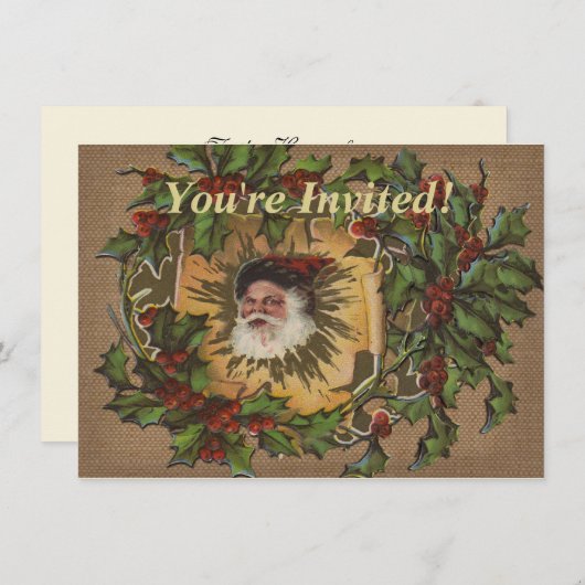  kerstfeest Antiek Holly Kaart (Voorkant / Achterkant)