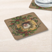  kerstfeest Antiek Holly Kartonnen Onderzetters (Schuin)