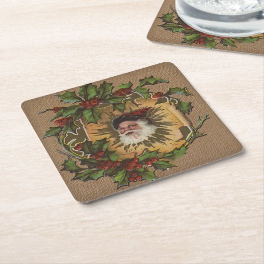  kerstfeest Antiek Holly Kartonnen Onderzetters (Schuin)