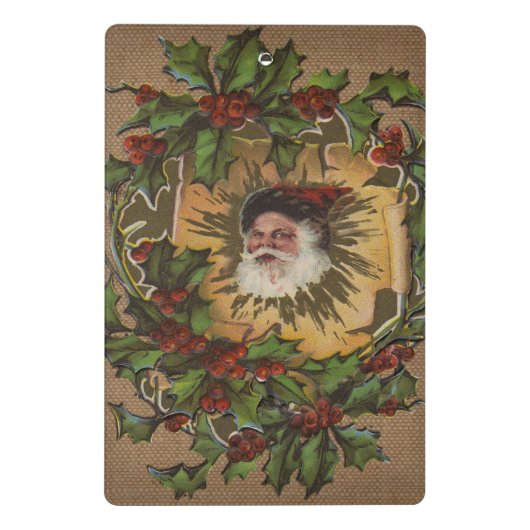 kerstfeest Antiek Holly Mini Klembord (Achterkant)