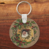  kerstfeest Antiek Holly Sleutelhanger (Voorkant)