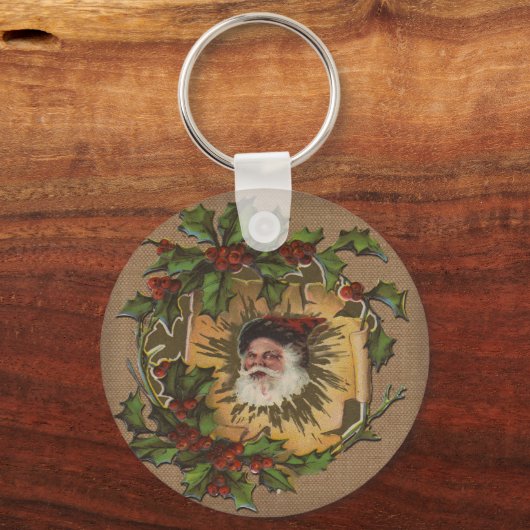  kerstfeest Antiek Holly Sleutelhanger (Voorkant)