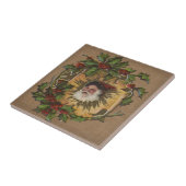  kerstfeest Antiek Holly Tegeltje (Zijkant)