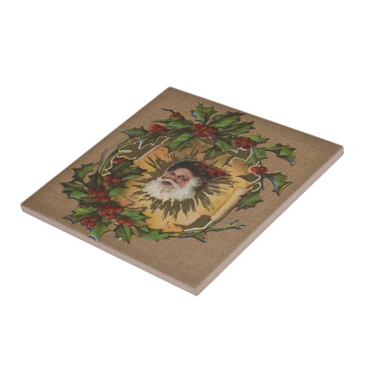  kerstfeest Antiek Holly Tegeltje (Zijkant)