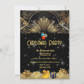 Kerstfeest Art Deco Goud Zwart Kaart (Voorkant)