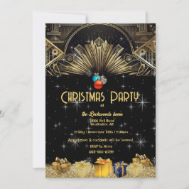 Kerstfeest Art Deco Goud Zwart Kaart