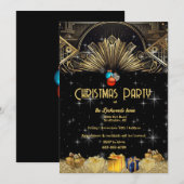 Kerstfeest Art Deco Goud Zwart Kaart (Voorkant / Achterkant)