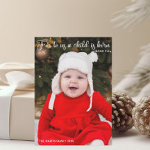 Kerstfeest Baby Foto Religieuze geboorte Aankondig