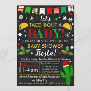 Kerstfeest Baby shower Fiesta Invitation Kaart
