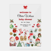Kerstfeest Baby shower Uitnodigen, Feestelijk Baby Acryl Bord (Voorkant)