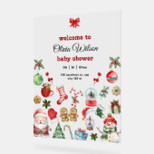 Kerstfeest Baby shower Uitnodigen, Feestelijk Baby Acryl Bord (Hoek)