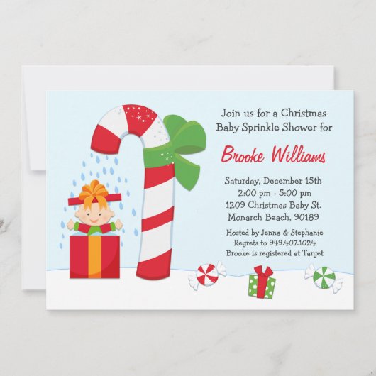 Kerstfeest Baby Sprinkle Shower-uitnodiging Kaart (Voorkant)