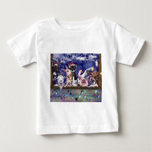 kerstfeest Baby T-Shirt Funny Boerderij Animal Par (Voorkant)