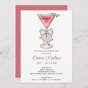 Kerstfeest Bachelorette Cocktail Party Kaart