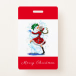 Kerstfeest Badge Snowman en Girl Dance<br><div class="desc">Badges met Happy Snowman en Girl Dance Tango Christmas Party Fun Cartoon Drawing - Kies / Voeg uw unieke tekst / naam / kleur - Maak uw speciale cadeau - Formaat wijzigen en verplaatsen of verwijderen en toevoegen van elementen / tekst met aanpassingstool! Tekenen en ontwerpen door MIGNED. Zie mijn...</div>