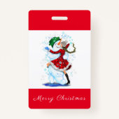 Kerstfeest Badge Snowman en Girl Dance (Achterkant)