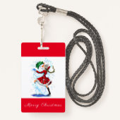 Kerstfeest Badge Snowman en Girl Dance (Achterkant met draagriem)