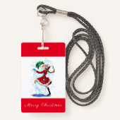 Kerstfeest Badge Snowman en Girl Dance (Voorkant met draagriem)