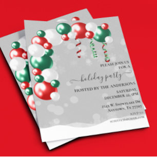 Kerstfeest Ballonnen en Sneeuwvlokken Budget Flyer