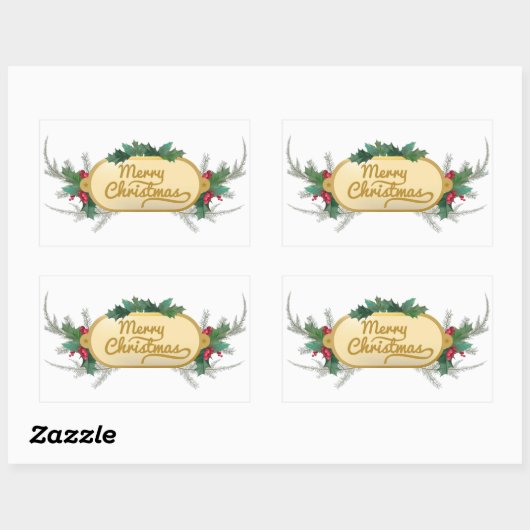 Kerstfeest banner rechthoekige sticker (Vel)