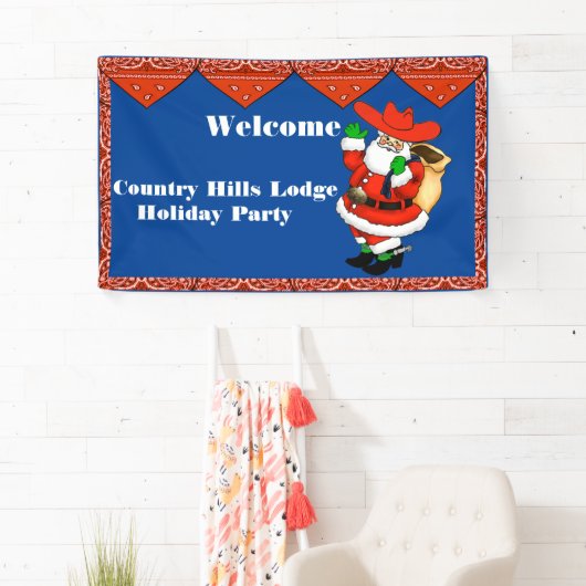 Kerstfeest Banner Red Bandana Cowboy Santa (Insitu)