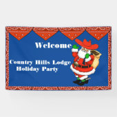 Kerstfeest Banner Red Bandana Cowboy Santa (Horizontaal)