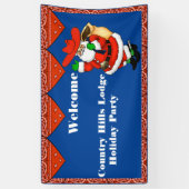 Kerstfeest Banner Red Bandana Cowboy Santa (Verticaal)