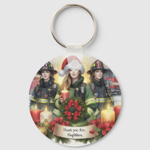 Kerstfeest, bedankt voor de brandweer sleutelhanger