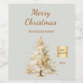 Kerstfeest bedrijf sneeuw groene kerstboom wijn etiket (Enkel label)