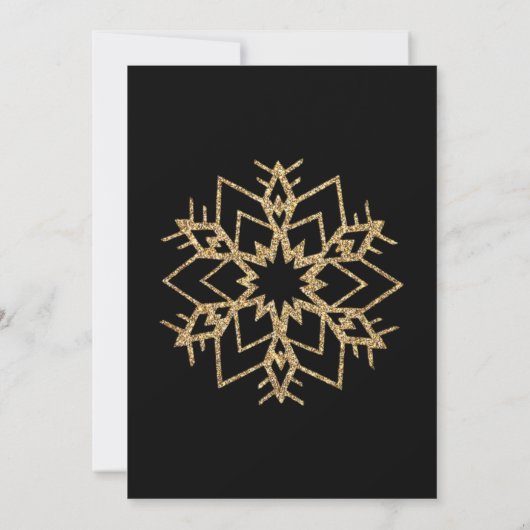 Kerstfeest bedrijf | Zwarte en goudglitter Kaart (Achterkant)