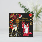 Kerstfeest Bedrijfs Champagne Kaart (Staand voorkant)