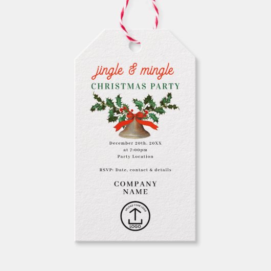 Kerstfeest Bedrijfs Kerst Borrel Cadeaulabel (Voorkant)