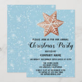 Kerstfeest Bedrijfs Kerst Borrel Ster Blauw Sneeuw Kaart (Voorkant / Achterkant)
