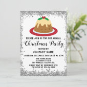 Kerstfeest Bedrijfsfeest Kerstpudding Rood Zilver Kaart (Staand voorkant)