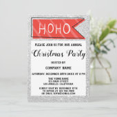 Kerstfeest Bedrijfsfeest Rood & Grijs Zilver Glitt Kaart (Staand voorkant)
