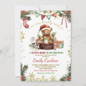 Kerstfeest Beer Santa Boy Baby shower Kaart (Voorkant)