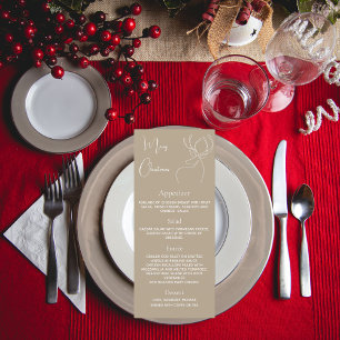 Kerstfeest beige rendier diner menukaart kaart