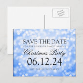 Kerstfeest Bewaar de datum Blue Glitter Lights Aankondigingskaart (Voorkant / Achterkant)