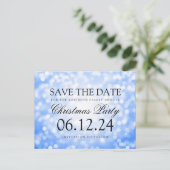 Kerstfeest Bewaar de datum Blue Glitter Lights Aankondigingskaart (Staand voorkant)
