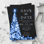 Kerstfeest Bewaar de datum Blue Tree Glam Kaart<br><div class="desc">Elegant Kerstfeest / Winterfeest / Feestdag / Zakelijke kerstfeestaankondiging "Save The Date" sjabloon met Blue Christmas tree.</div>