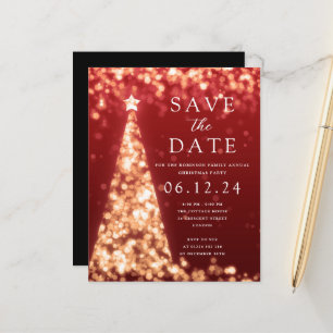 Kerstfeest Bewaar de datum Gouden Boom Rood Invite