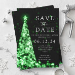 Kerstfeest Bewaar de datum Groene Boom Glam Kaart<br><div class="desc">Elegant kerstfeest / winterfeest / feestdag / bedrijfskerstfeestaankondiging "Save The Date" sjabloon met groene kerstboom.</div>