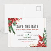 Kerstfeest Bewaar de datum Poinsettia Aankondigingskaart (Voorkant / Achterkant)